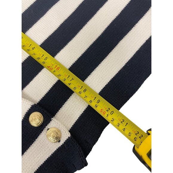 Zara Womens Cardigan Size M Navy Blue White Striped gold Button 6427/022 NWT - Picture 15 of 16